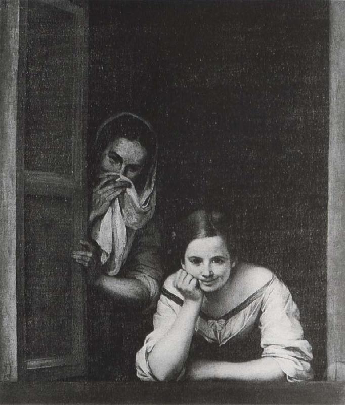 Bartolome Esteban Murillo Two Women at the window oil painting picture